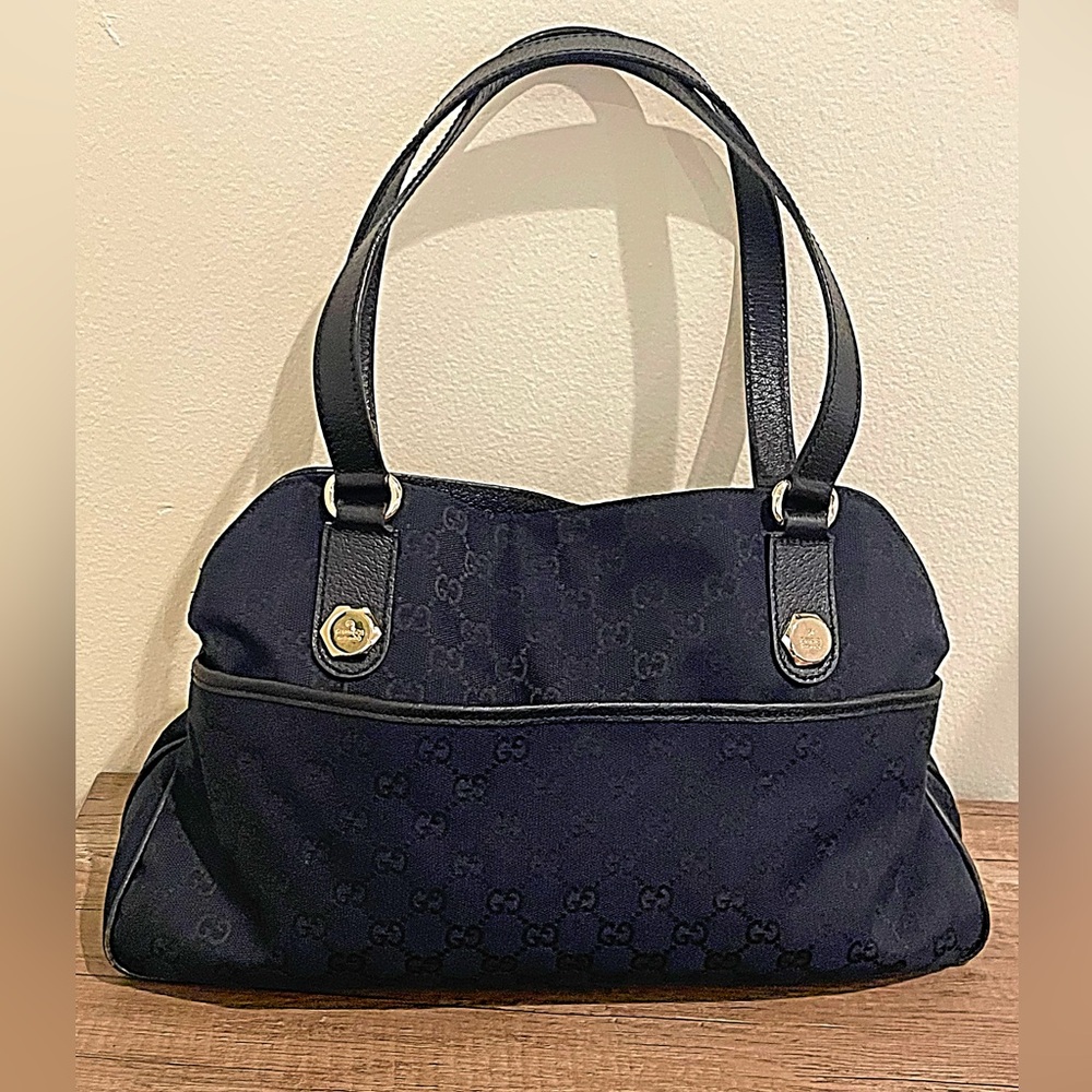 Gucci Black Canvas GG Shoulder Bag